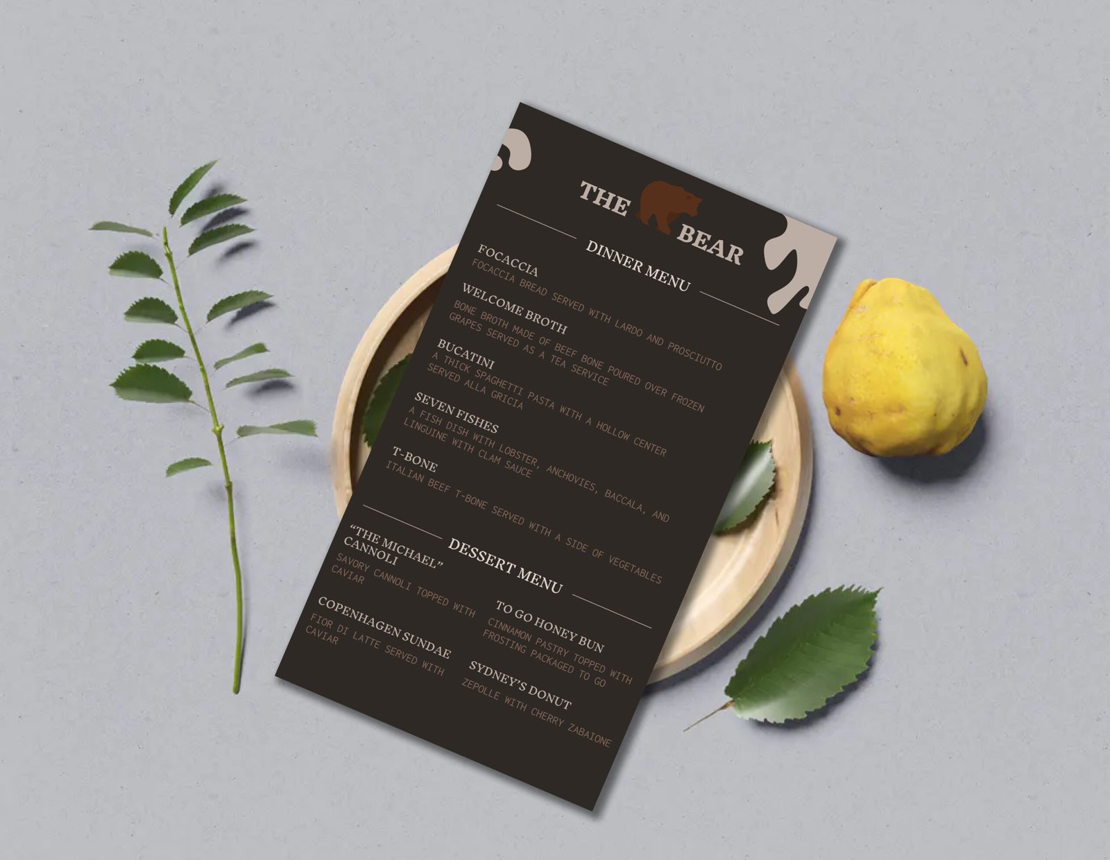the bear concept menu